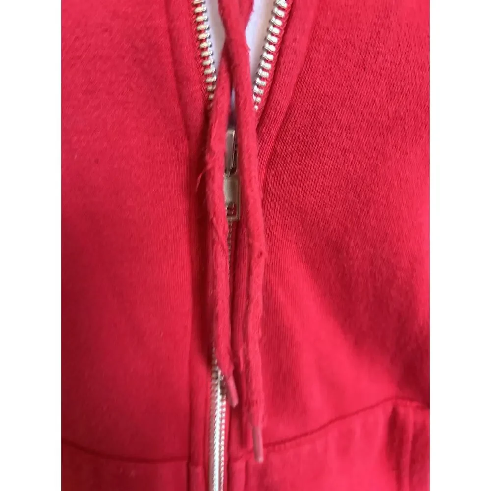 True Religion Zip Hoodie Buddha Logo Red Sweatshirt Retro Grunge Skater Core MED